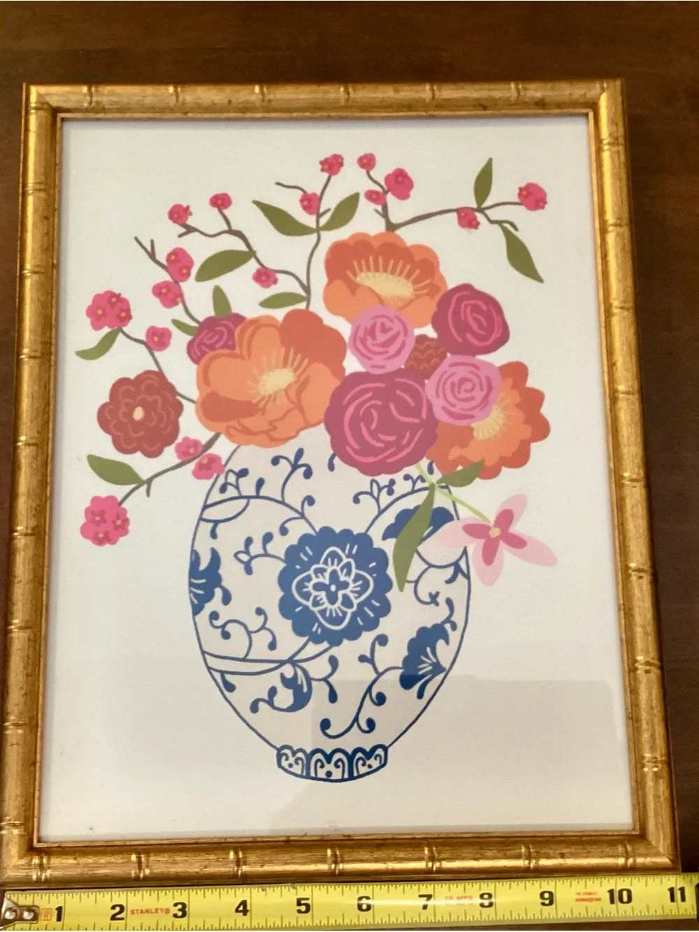 Framed Chinoiserie floral art print 11” X 14”